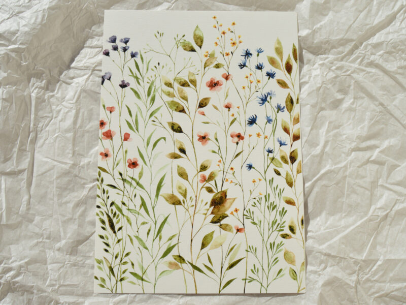 1 - Botanický print A4 - Louka na papíře